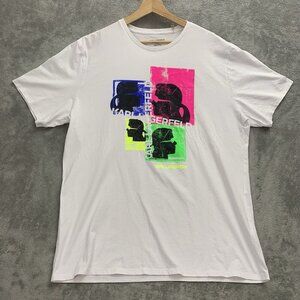 KARL LAGERFELD Shirt Men’s 2XL Paris Portrait Silhouette White Tee Casual Logo